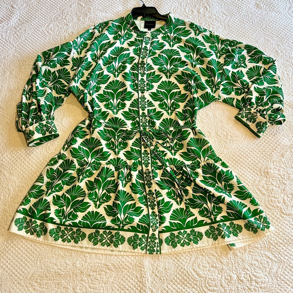 Alex Marie Green and White Floral Dress